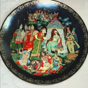 Decorative Black and Multicolor Art Plate